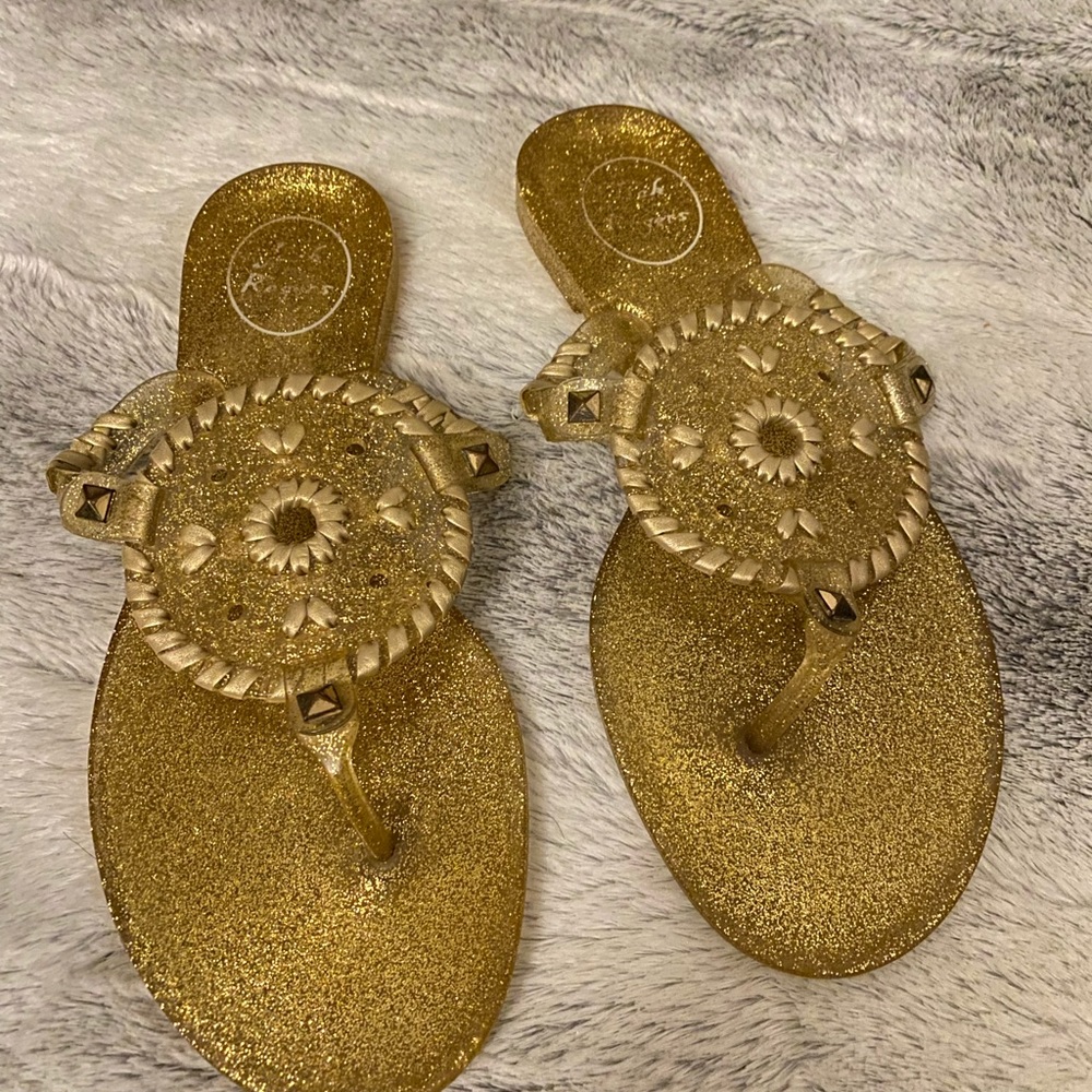 Jack Rogers Sparkle Georgica Jelly Sandal In Gold